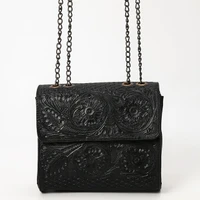 American Darling Women's Accessories - Chain Crossbody Bag - Black Tooled Leather