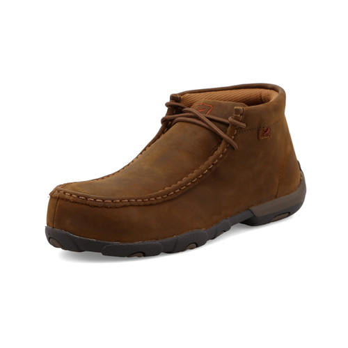 Twisted X Women's Work Boots - Chukka Driving - Lite Weight - Distressed Saddle / Steel Toe