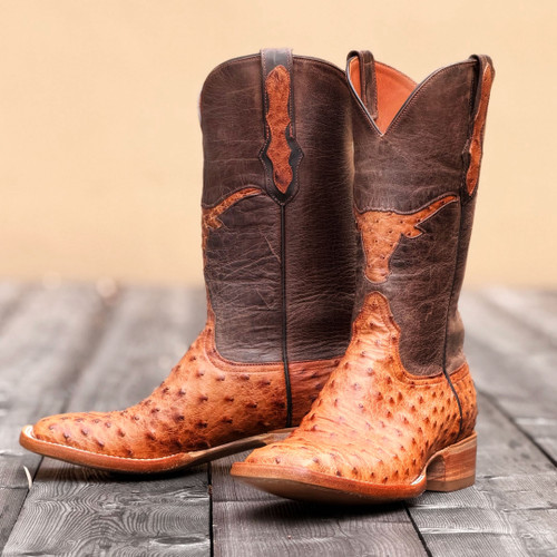Black Jack Boots - Full Quill Ostrich #977 - Burnished Brown