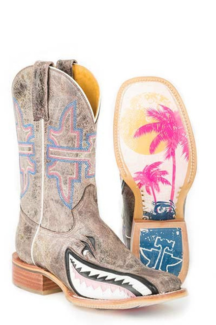 Tin Haul Women's Boots - Gnarly Pink Shark - Brown Crackle Tin Haul Women's Boots - Gnarly Pink Shark - Brown Crackle