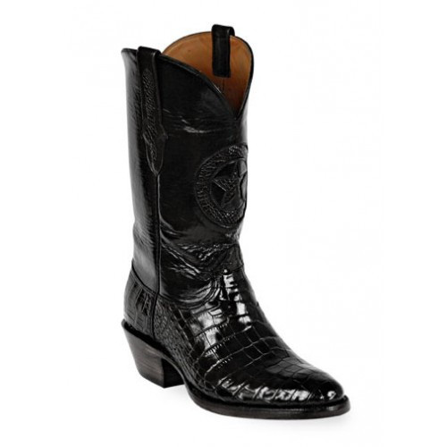 Black Jack Boots - American Alligator Belly # 188 - Lone Star Inlay - Black