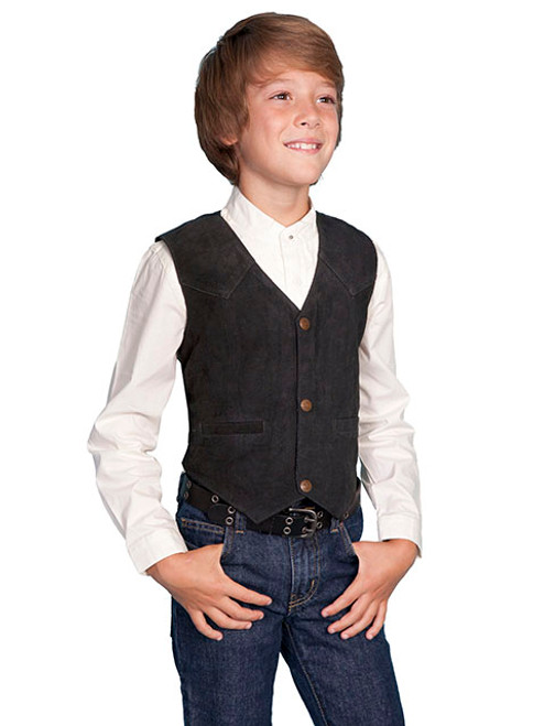 Scully Kids Vest - Western Boar Suede / Satin - Black Boar # 19 Scully Kids Vest - Western Boar Suede / Satin - Black Boar # 19