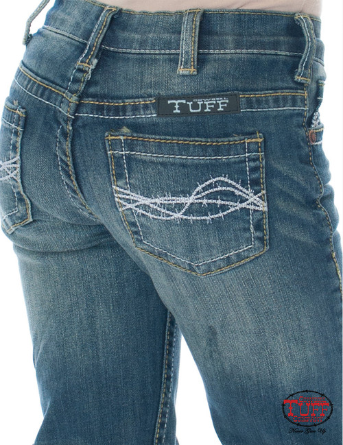 Cowgirl Tuff Little Girl's Jeans - Don't Fence Me In - Medium Wash Cowgirl Tuff Little Girl's Jeans - Don't Fence Me In - Medium Wash