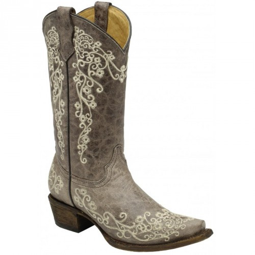 Corral Kids Boots - Brown / Bone Embroidery Corral Kids Boots - Brown / Bone Embroidery
