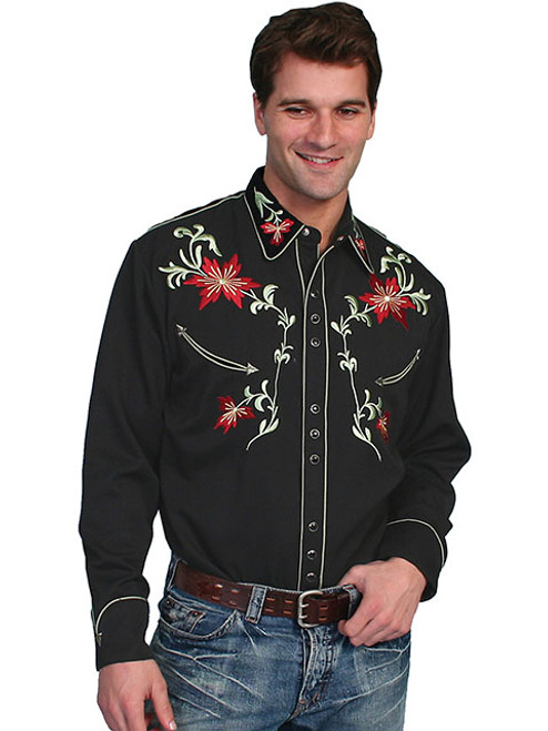 Scully Men's Shirt - Floral Embroidery Front Scully Men's Shirt - Floral Embroidery Front