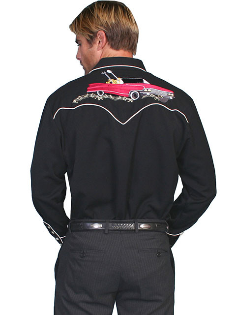 Scully Men's Shirt - Rock 'N Roll - Black / Gold - Billy's Western