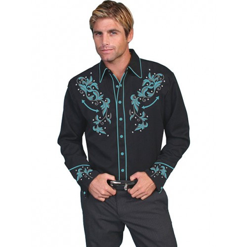 Scully Men's Shirt - Embroidered Yoke and Cuffs Scully Men's Shirt - Embroidered Yoke and Cuffs