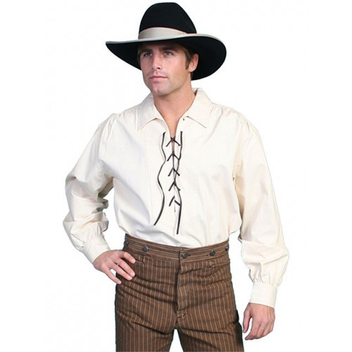 Scully Men's Shirt - Range Wear - Pullover / Lace Up - Natural Scully Men's Shirt - Range Wear - Pullover / Lace Up - Natural