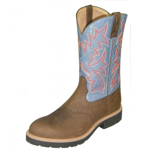 Twisted X Men's Work Boots - Cowboy - Pull On - Distressed Saddle / Denim Twisted X Men's Work Boots - Cowboy - Pull On - Distressed Saddle / Denim