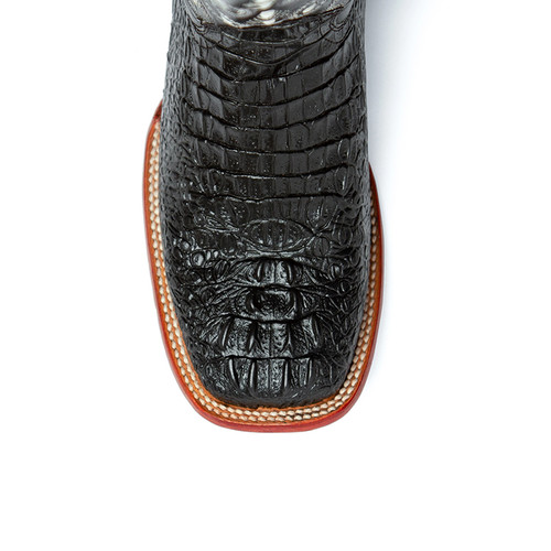 Ferrini Men's Caiman Crocodile Tail Square Toe Boots – 13D Black Exotic Leather Cowboy Boots