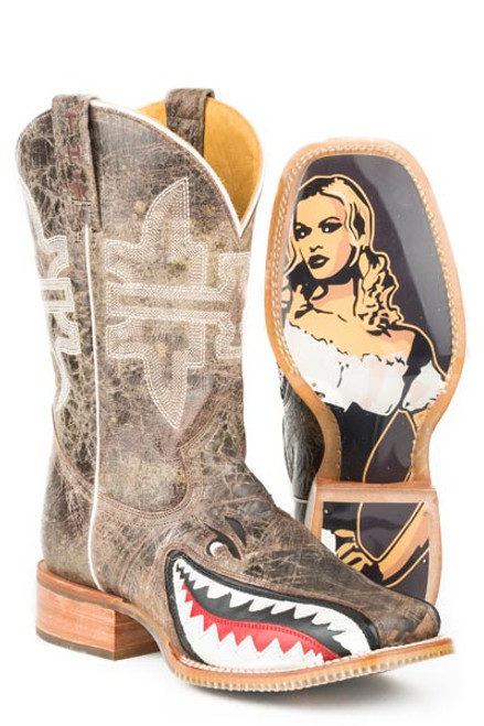 Tin Haul Men's Boots - Gnarly Shark - Brown Crackle Tin Haul Men's Boots - Gnarly Shark - Brown Crackle