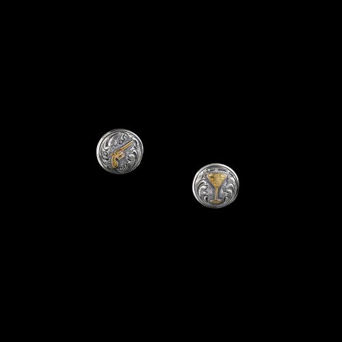 Vogt Mens Accessories - Cufflinks - "Johnny Bones" Sterling Silver W/ 14K Gold Cufflinks Vogt Mens Accessories - Cufflinks - "Johnny Bones" Sterling Silver W/ 14K Gold Cufflinks