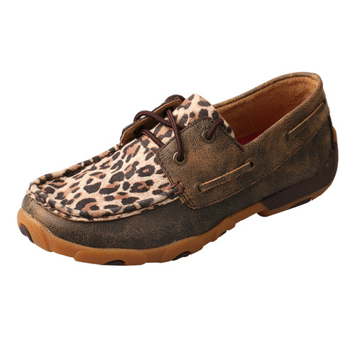 Twisted X Women's Casuals - Boat Driving Moc - Lace Up - Distressed / Leopard Twisted X Women's Casuals - Boat Driving Moc - Lace Up - Distressed / Leopard