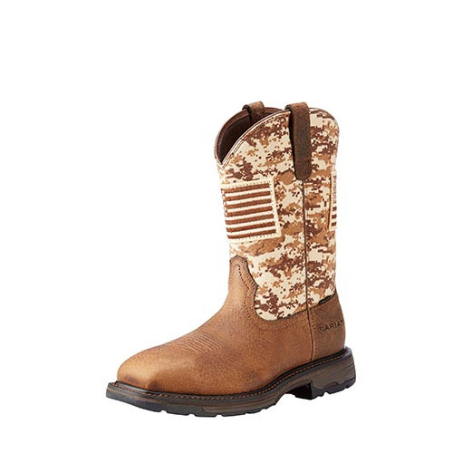 Ariat Men's Work Boots - Workhog Patriot ST - Earth / Sand Camo Ariat Men's Work Boots - Workhog Patriot ST - Earth / Sand Camo