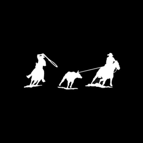 Moss Brothers Accessories - 6" Vinyl Decals - Team Roping  - White