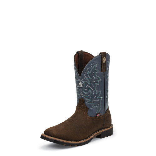 Justin Men's Boots - George Strait Fireman H2O - Chocolate Buff / Gunmetal Blue Justin Men's Boots - George Strait Fireman H2O - Chocolate Buff / Gunmetal Blue
