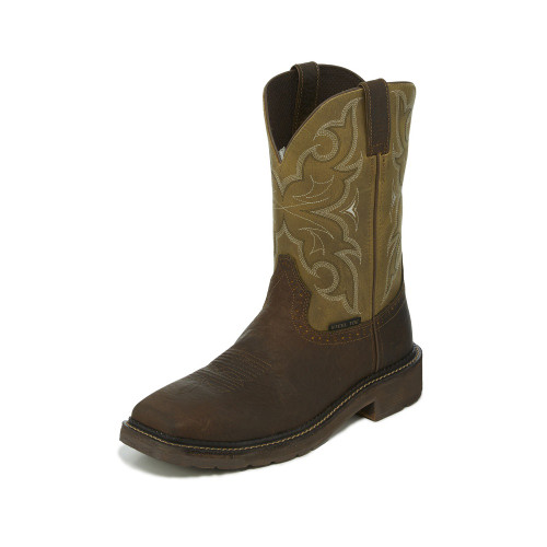Justin Men's Work Boots - Amarillo EH ST - Chocolate Tomboni / Cactus Justin Men's Work Boots - Amarillo EH ST - Chocolate Tomboni / Cactus