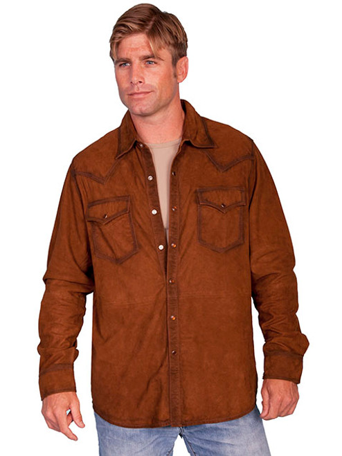 Scully Men's Shirt - Suede Leather - Brown Scully Men's Shirt - Suede Leather - Brown