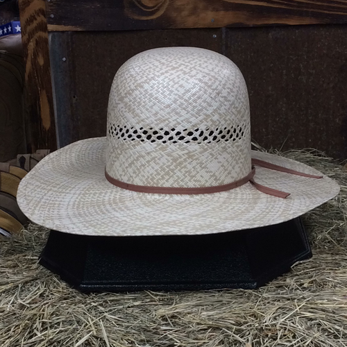 American Hat Straw - 6100 - Vented Swirl Pattern - Ivory / Tan