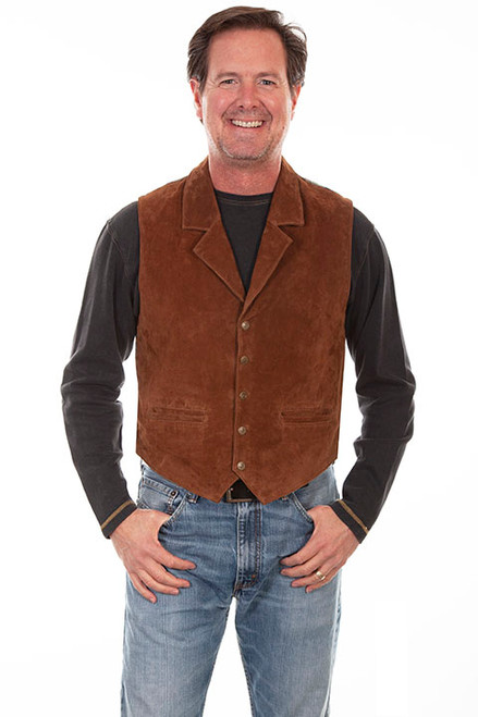 Scully Men's Vest - Boar Suede W/ Knit Back - Cinnamon Scully Men's Vest - Boar Suede W/ Knit Back - Cinnamon