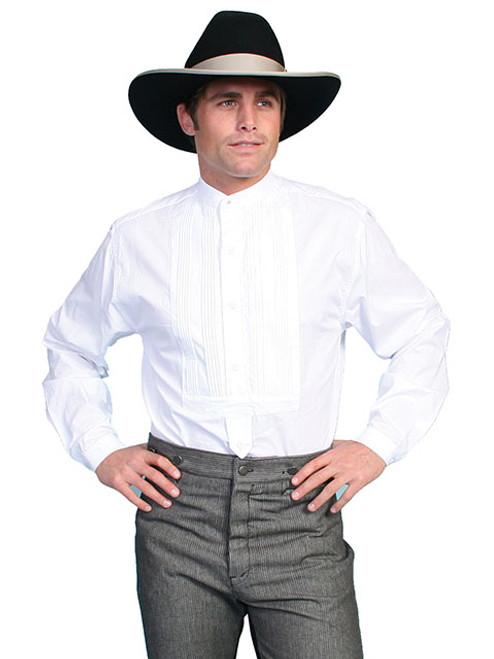 Scully Men's Shirt - Range Wear - Banded Gambler - White Scully Men's Shirt - Range Wear - Banded Gambler - White