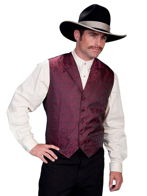 Scully Men's Vest - Range Wear - Classic Paisley / Notched Lapels - Burgundy Scully Men's Vest - Range Wear - Classic Paisley / Notched Lapels - Burgundy