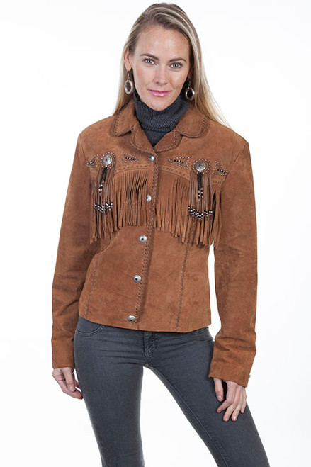 Scully Women's Jacket - Beaded Fringe / Boar Suede - Cinnamon # 81 Scully Women's Jacket - Beaded Fringe / Boar Suede - Cinnamon # 81
