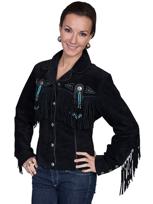 Scully Women's Jacket - Beaded Fringe / Boar Suede - Black # 19 Scully Women's Jacket - Beaded Fringe / Boar Suede - Black # 19