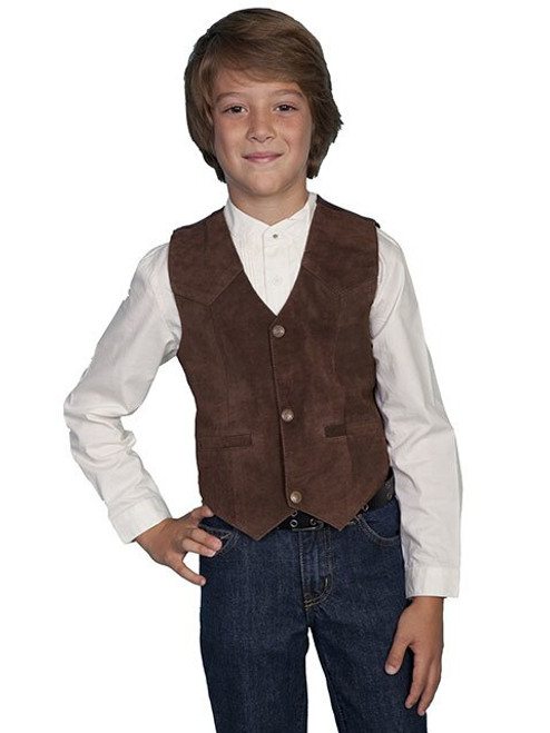 Scully Kids Vest - Western Boar Suede / Satin - Expresso Boar # 67 Scully Kids Vest - Western Boar Suede / Satin - Expresso Boar # 67