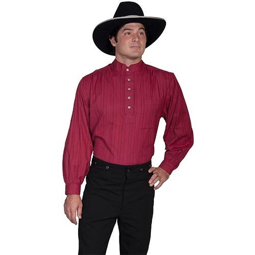 Scully Men's Shirt - Range Wear - Lightweight Solid Pullover - Burgundy Scully Men's Shirt - Range Wear - Lightweight Solid Pullover - Burgundy