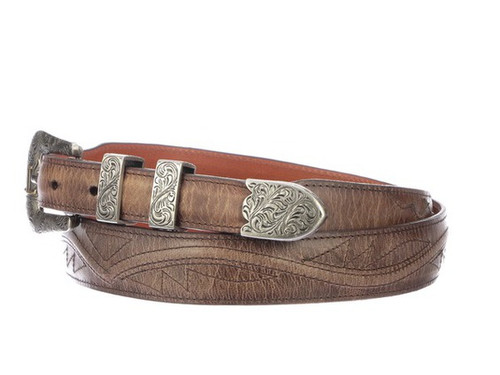 Lucchese Men's Belts - Smooth Ranch Hand / Seville Stitch Tapered