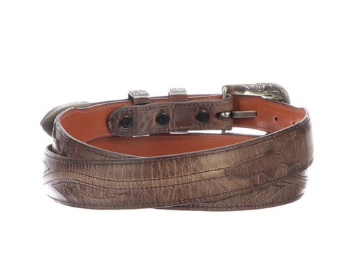 Lucchese Men's Belts - Smooth Goat / Seville Stitch Tapered - Tan