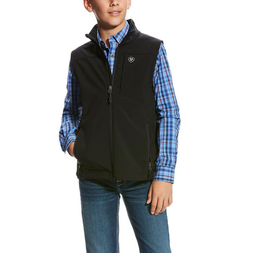 ariat men's black vernon softshell logo vest