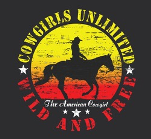 Moss Brothers Women's Shirt - Cowgirls Unlimited - Wild & Free - Dark Heather Grey