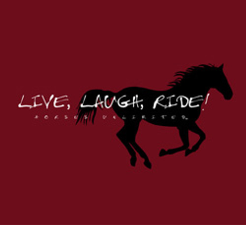 Moss Brothers Women's Shirt - Horses Unlimited - Live, Laugh, Ride - Cardinal Red