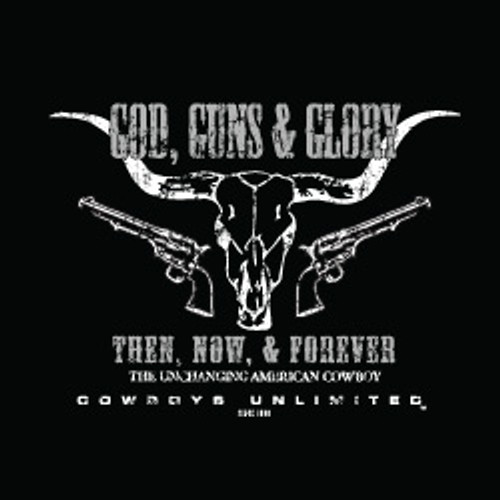 Moss Brothers Men's Shirt - Cowboy Unlimited - God, Guns & Glory - Black