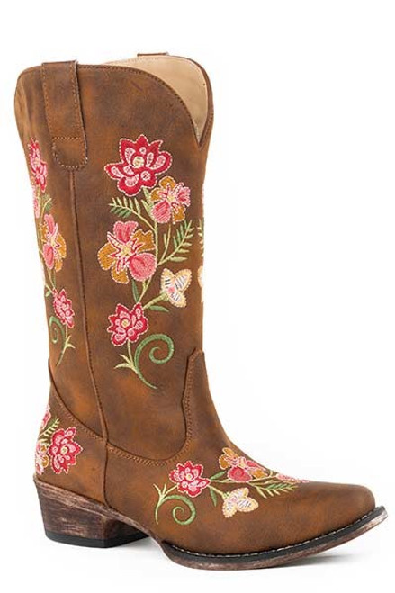 Roper Women's Boots - All Over Embroidery - Vintage Cognac