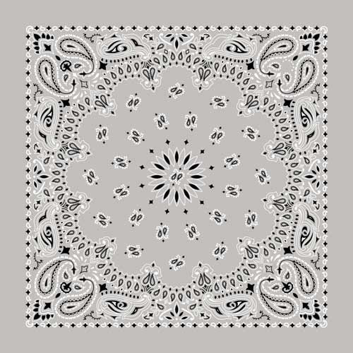 Bandanas - Traditional Paisley - Silver Bandanas - Traditional Paisley - Silver