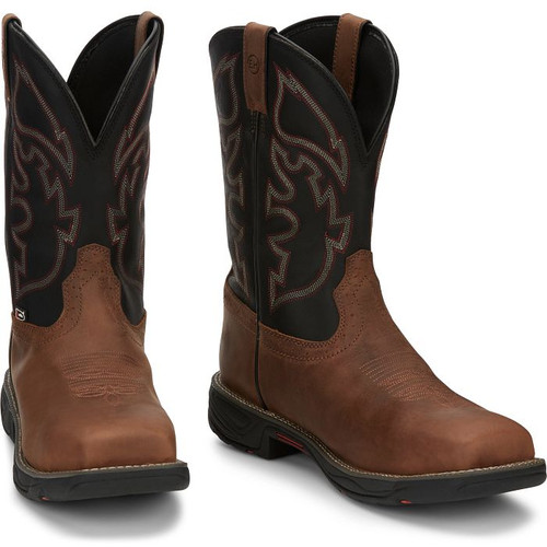 Justin Men's Work Boots - Stampede Rush ST H2O EH - Tan / Black Justin Men's Work Boots - Stampede Rush ST H2O EH - Tan / Black