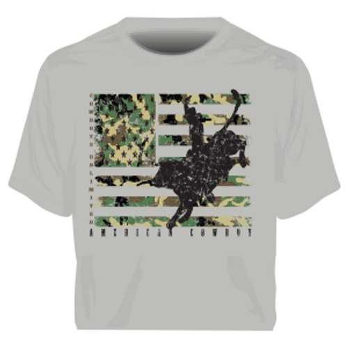 Moss Brothers Kids Shirt - Cowboys Unlimited - Camo Bull - Heather Grey