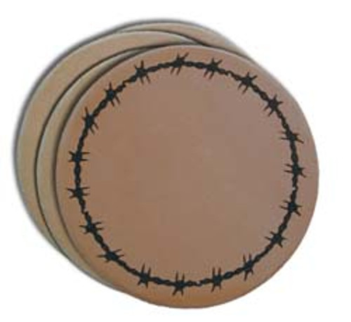 Moss Brothers Housewares - Leather Coaster Set - 4 Piece - Barbwire