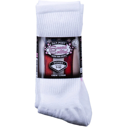 Dan Post Women's Accessories - Socks - Crew Lite / Sleek Thin - White Dan Post Women's Accessories - Socks - Crew Lite / Sleek Thin - White