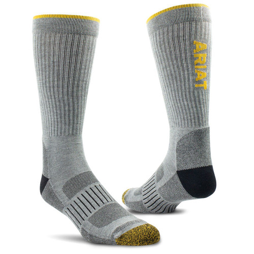 Ariat Socks - Unisex Work - Tek Series / High Performance - Crew - Grey - 2 Pack Ariat Socks - Unisex Work - Tek Series / High Performance - Crew - Grey - 2 Pack