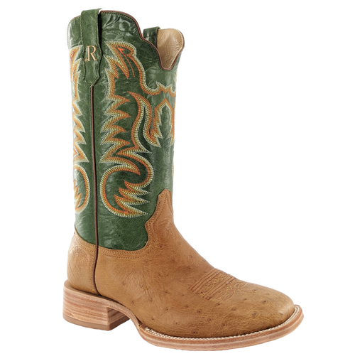 R Watson Men's Boots - RW5003 - Antique Saddle Smooth Ostrich / Forrest Green  R Watson Men's Boots - RW5003 - Antique Saddle Smooth Ostrich / Forrest Green
