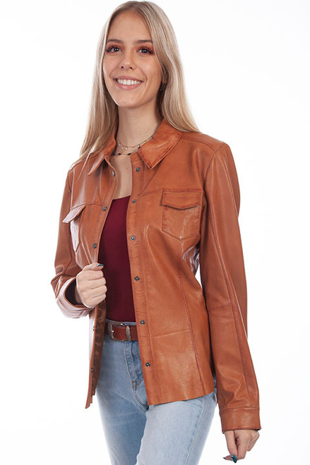 Scully Women's Jacket - Snap Front Lamb - Dark Cognac # 10 Scully Women's Jacket - Snap Front Lamb - Dark Cognac # 10