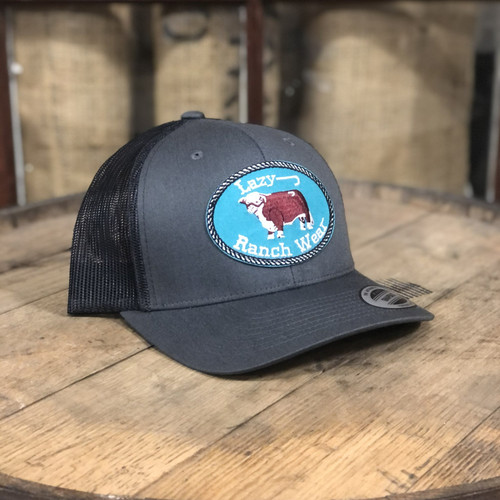 Lazy J Ranchwear Accessories - Ball Cap - Grey / Grey - Original Patch - 3.5"