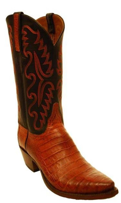 Lucchese Men's Boots - Classics Hand Made - Cognac Burnished / Caiman Crocodile Lucchese Men's Boots - Classics Hand Made - Cognac Burnished / Caiman Crocodile
