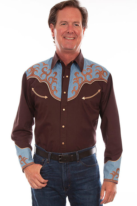 Scully Men's Western Apparel - Tribal - Embroidered Yoke and Cuffs ...