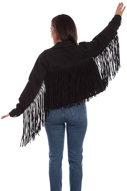 Scully Women's Jacket - Honey Creek Collection - Jean / Fringe - Black Denim