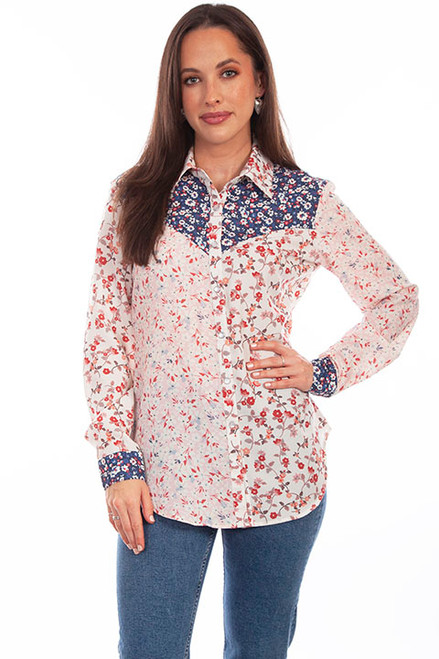 Scully Women's Shirt - Honey Creek Collection - Multi Floral / Vintage Scully Women's Shirt - Honey Creek Collection - Multi Floral / Vintage